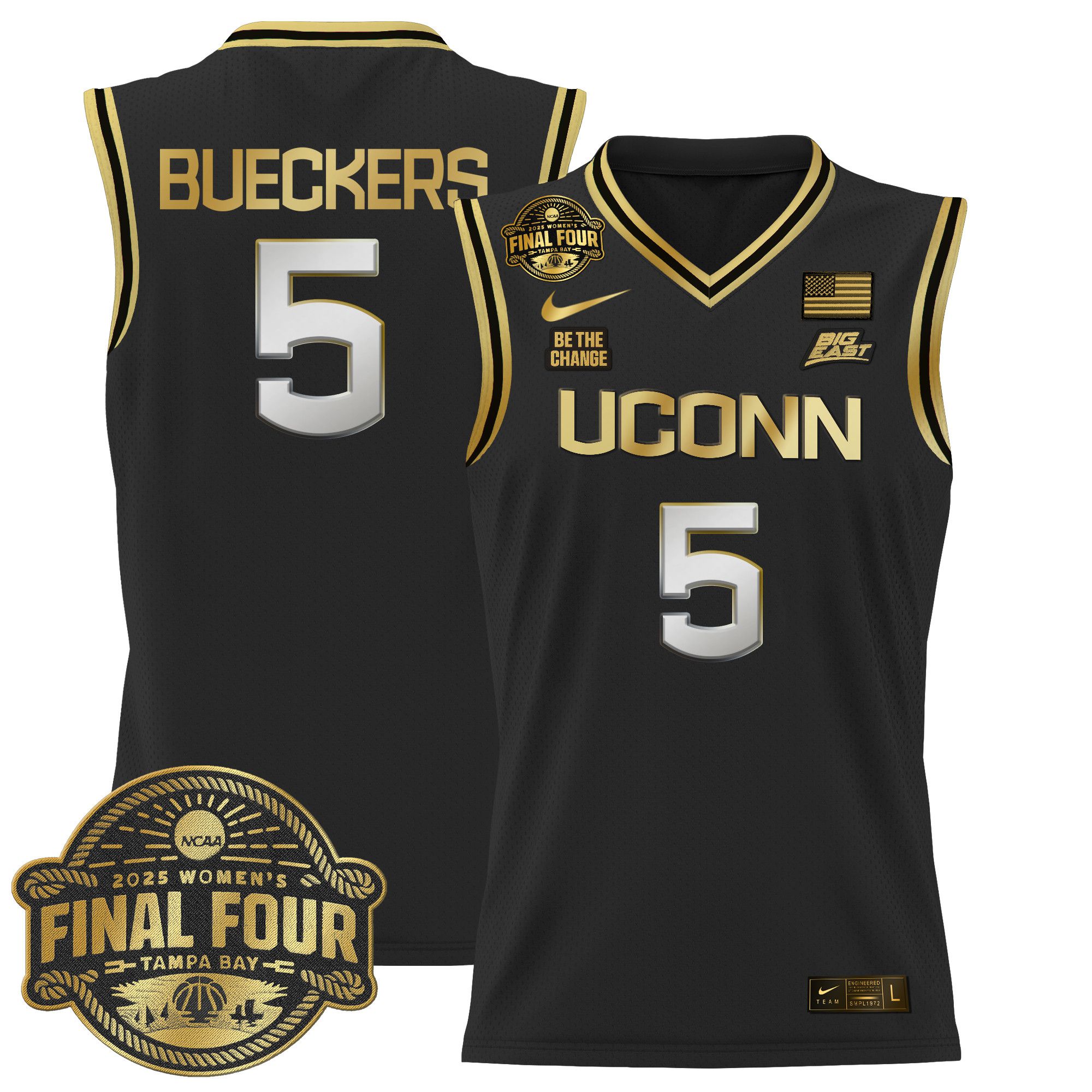Men UConn Huskies #5 Bueckers Black Nike 2025 Big Eat Final Four Patch Lightweight Basketball NCAA Jersey